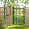 Galvanised Steel Garden Fence Gate Door with Lock Handle for Entrance Way, Black