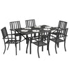 7 Pieces Garden Dining Set with Stackable Chairs with Umbrella Hole