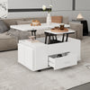 White Coffee Table w/ Wheels & Lift Top, Converts to Dining Table, 4 Storage Sto