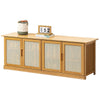 Sittable Shoe Cabinet Storage Cupboard Footwear Stand Rack Wooden 4 Rattan Doors