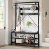 Coat Rack with Bench and Shoe Shelves, Industrial Free Standing Hall Tree