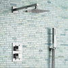 Concealed Thermostatic Shower Mixer Square Chrome Bathroom Twin Head Valve Set