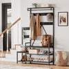 Hall Tree w/Bench,10 Hooks,Shoe Storage,Freestanding Coat Rack for Hallway,Black