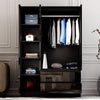 High Gloss 3 Door 2 Drawers Wardrobe With Shelves Storage Bedroom Furniture