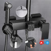 Exposed Shower Taps Mixer Valve Black Bathroom Square Twin Head Bar Shower Set
