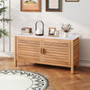 Patio Storage Cabinet 2-Door Storage Container with Faux Marble Top