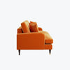 Orange Velvet Sofa 3 Seater Foam Filled with Saddle Arms Dark Wood Gold Legs