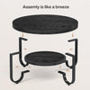 Round Coffee Table, 80cm Industrial Wood Circle Center Table for Living Room