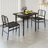 Rectangular Kitchen Table & 2 Chairs with Storage Rack-Gray