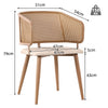 Mid-Century Dining Chairs Set of 2, with Rattan Backrest and Upholstered PU Seat