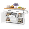 Mobile Kitchen Cart Kitchen Island w/Trash Bag Storage-White
