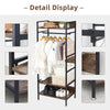 Rustic Wooden Clothes Garment Rail Open Hanging Display Shelf Shoe Rack Entryway