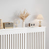 Radiator Cover Vertical Slat Modern Stylish MDF Wood White Black Cabinet Shelf