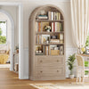 Arched Bookcase with Drawers Arch Display Cabinet Tall Bookshelf 79.5x36x177cm
