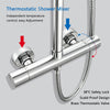 Bathroom Thermostatic Exposed Shower Mixer Twin Rain Head Round Bar Set Chrome