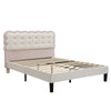 Double Upholstered Bed 4ft6 135x190cm with Velvet Headboard & Study Slats, Beige