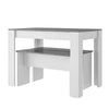 3 PCS Grey Dining Table Set Dining Table & 2 Benches Kitchen for Small Space