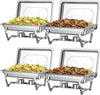 4-Packs Chafer Chafing Dish Set 9L Stainless Steel Buffet Bain Marie Food Warmer