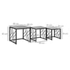 Set of 3 Nesting Coffee Tables Square Side Tables with Metal Frame, Grey