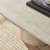 Sutton Beige Travertine Stone Veneer Oval Coffee Table