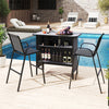 Patio Bar Height Table & Chairs w/ Breathable Fabric-Gray
