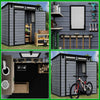 6X4FT Plastic Garden Shed Pent with Floor Window Lockable Door Wood Grain Grey