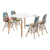 Patchwork Eiffel Halo Dining Set - 4 x Fabric Chairs & White Halo Table Modern