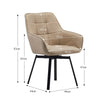 2x Beige Swivel Dining Chairs Faux Leather Padded Seat Dining Room Chair Modern