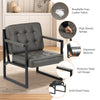 Modern Faux Leather Accent Chair Button-Tufted Design 110° Recline & Metal Frame