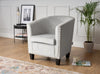 Tub Arm Chair Velvet Grey Luxury Statement Rivet Comfy Accent Armchair