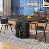 Extendable Round Dining Table 118(158) cm Kitchen Oval Dining Table with Storage