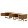 180cm TV Media Stand Unit w/ Wood Grain, 4 Cabinet Doors & Semi-Circular Handles