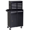 2 in 1 Metal Tool Cabinet Cart Storage Box Cabinet w/ 5 Drawers Pegboard Chest