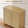Bamboo Shoe Cabinet with Louvered Doors, 14 Pairs Footwear Cupboard for Hallway