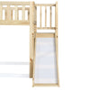 3ft Kids Treehouse Bed High Sleeper with Slide, Roof Design 90x190cm, White+Wood