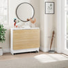 Folding Dining Table w/ Drop Leaf, Space Saving Kitchen Table w/ Storage Shelves