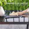 Outdoor Dining Table with Glass Top Aluminium Frame for Balcony, Patio, Grey