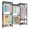 Heavy Duty Portable Metal Wardrobe Closet w/4 Hanging Rods &6 Adjustable Shelves