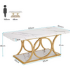 Coffee Table, 120CM Coffee Tables for Living Room, 2-Tier Faux Marble Coffee Tab