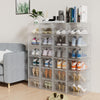 6PCS Stackable Foldable Boxes Trainers Organiser Clear Plastic Shoe Storage Box
