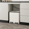 Cream Recycling Kitchen Bin, 30L with Double Compartments 2 x 15L, VonHaus