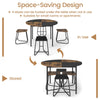 118cm Round Kitchen Table & 4 Stools with Wooden Tabletop Brown