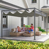 4 x 3m Metal Pergola Gazebo Patio Sun Shelter Retractable Canopy Grey