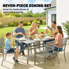 7 Pieces Garden Dining Set with Stackable Chairs with Umbrella Hole