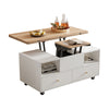 Lift-Top Coffee Table Centre Table with Wheels, 4 Storage Drawers, 100x50x47.5cm