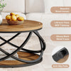 2-Tier Round Coffee Table, 31.5" Wood Circle Accent Center Table for Living Room