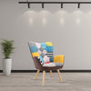 Modern Accent Chair Upholstered Button Single Sofa Wood Legs High Back Armchair