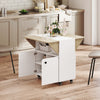 Folding Dining Table, Rolling Drop Leaf Table with Hidden Shelf & Cabinet, White