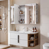Double Door LED Bathroom Mirror Cabinet Cupboard With Side Shelves Wall Mounted