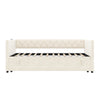 Daybed 3ft Single Linen Upholstered Bed Guest Bed Sofa Bed with Trundle Beige